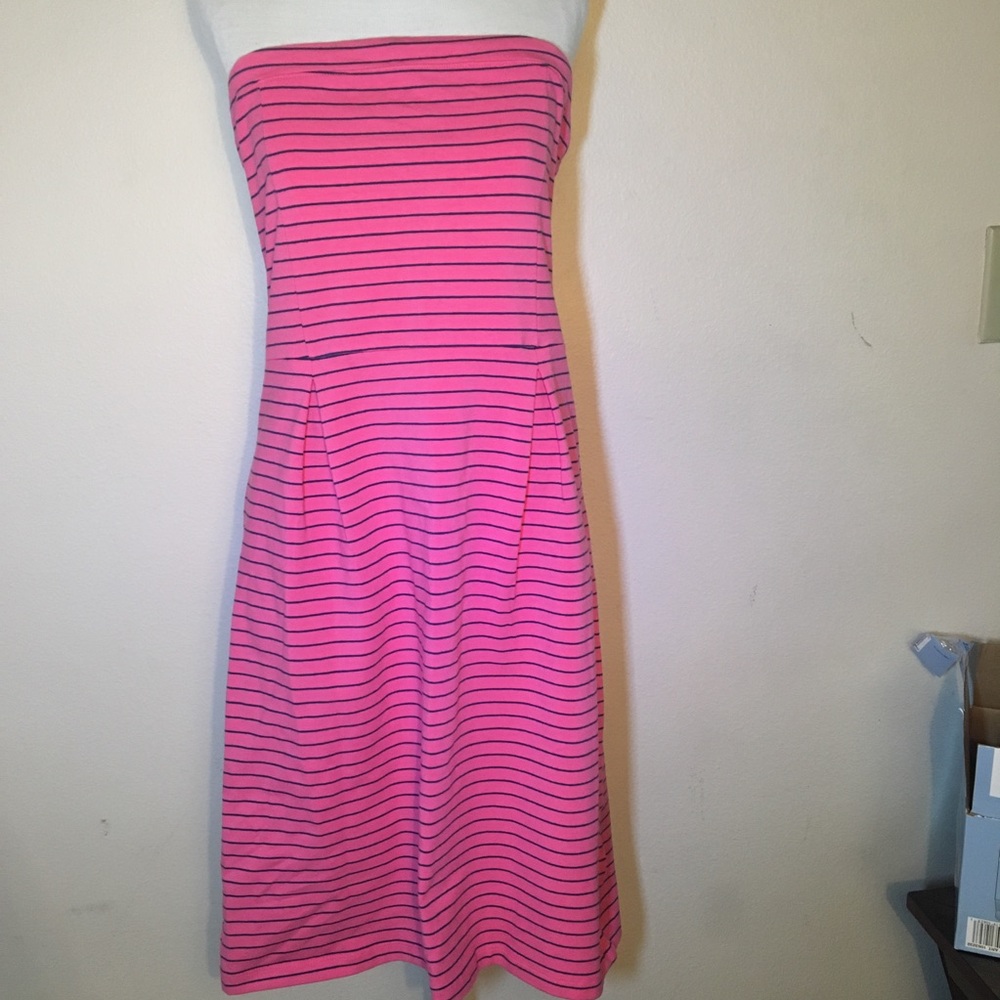 Navy and pink strapless dress